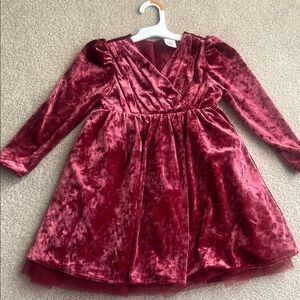 Velvet Long Sleeve Dress in Rich Red kids